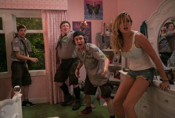 Left to right: Tye Sheridan plays Ben, Joey Morgan plays Augie, Logan Miller plays Carter and Sarah Dumont plays Denise in SCOUTS GUIDE TO THE ZOMBIE APOCALYPSE from Paramount Pictures.